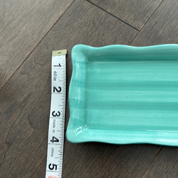 ANTHROPOLOGIE Turquoise Green Ceramic Dish Bundle, Scalloped Tray Egg Holder - Picture 8 of 11